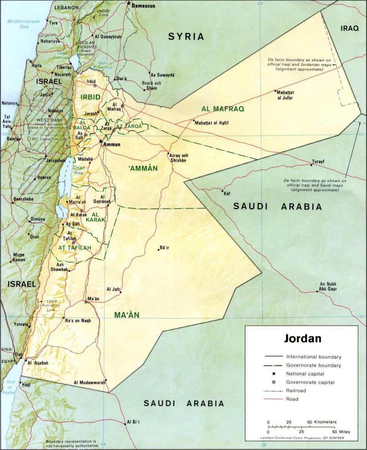 podrobná mapa Jordánsko