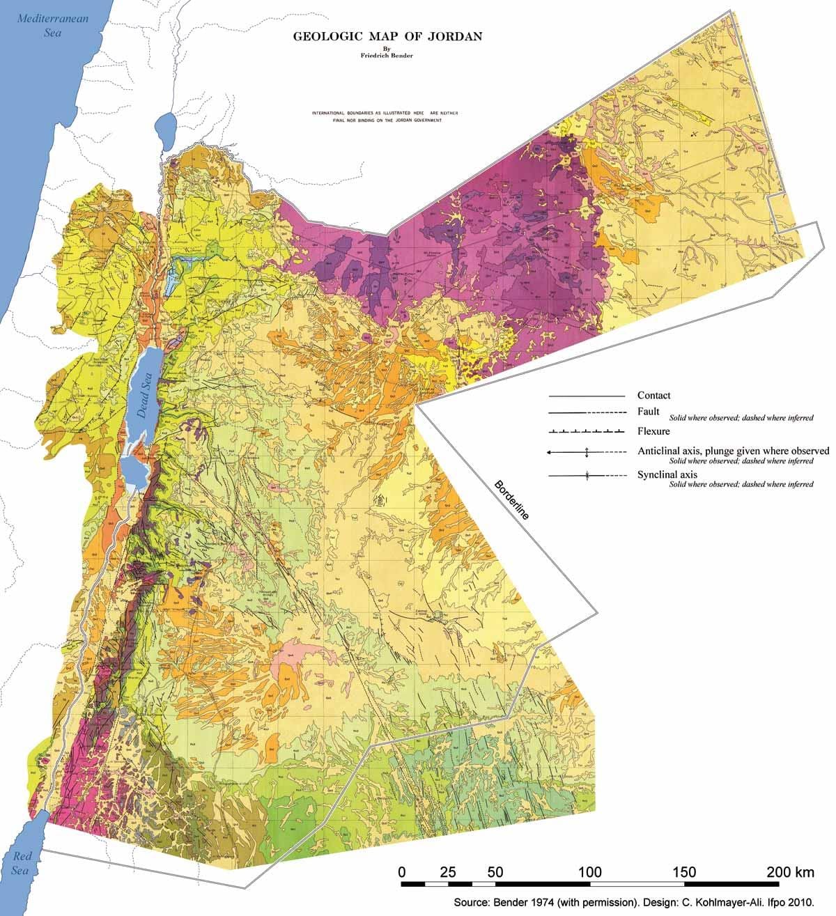 mapa Jordánsko geológie