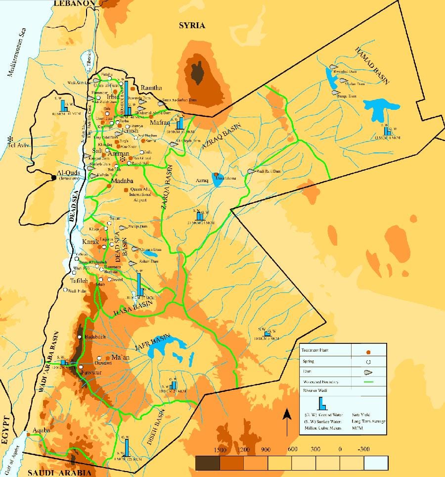 mapa Jordánsko klímy