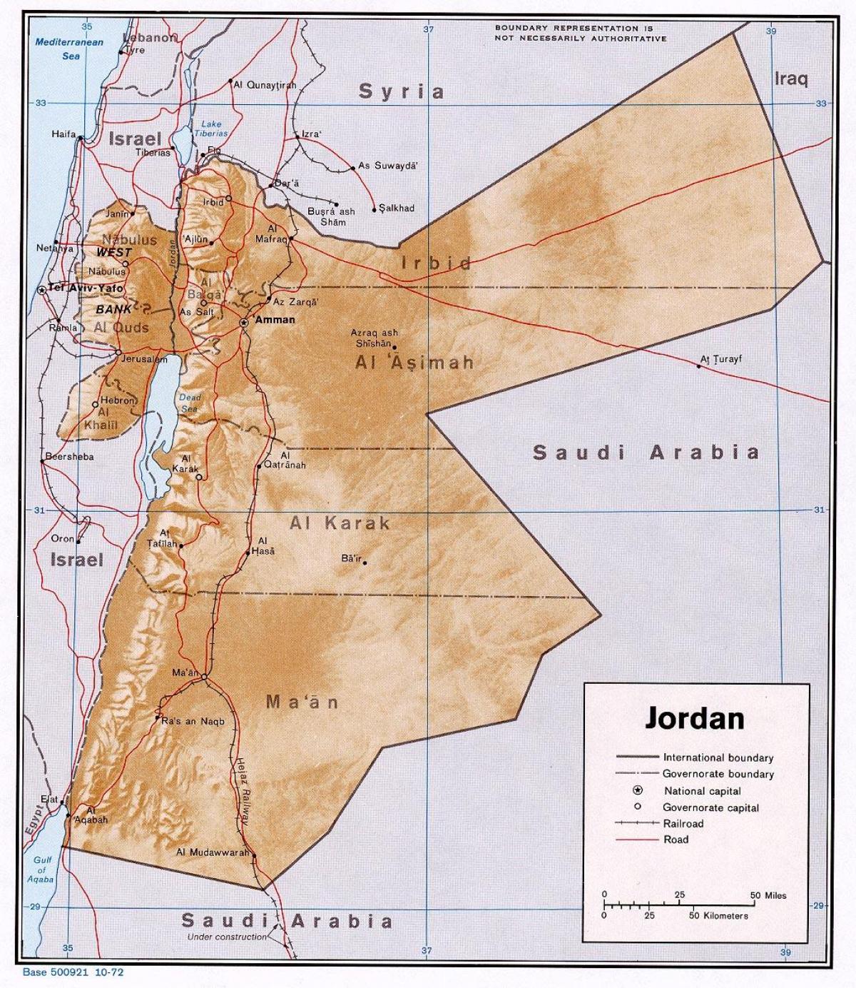 mapa zobrazuje Jordánsko