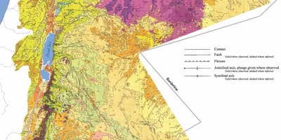 Mapa Jordánsko geológie