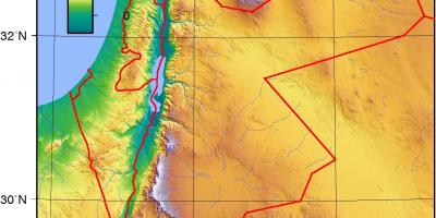 Mapa Jordánsko topografické